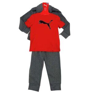 Puma | Boy's Hoodie Clothing SEt | 3 Pieces | Grey & Red | Size 4